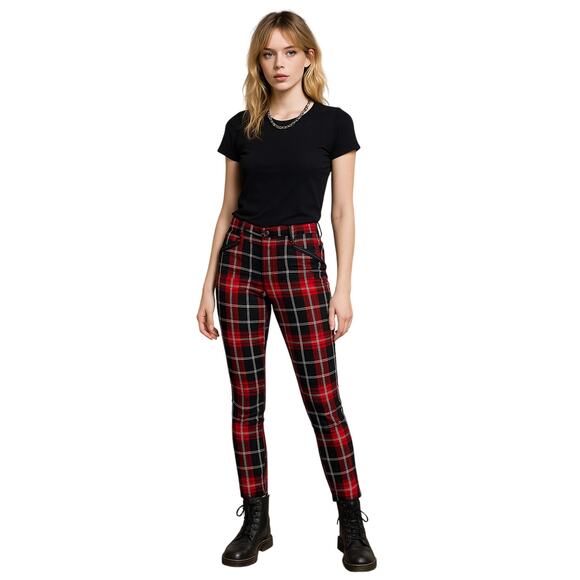 Bar III Punk Luxe Paris Plaid Pants Size 12 Y2K Tartan Grunge NWT - Picture 1 of 6